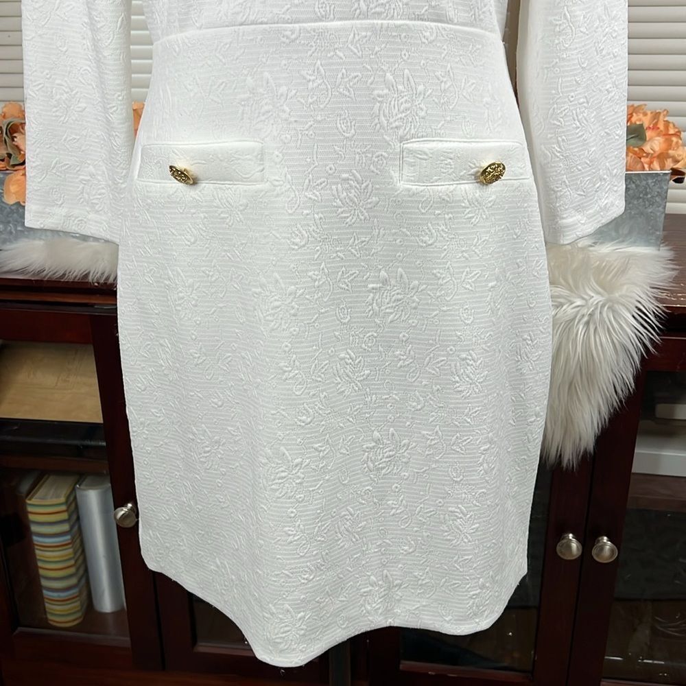 Veronica Beard Channing Jacquard Sheath Dress White Size Large - Picture 4 of 10